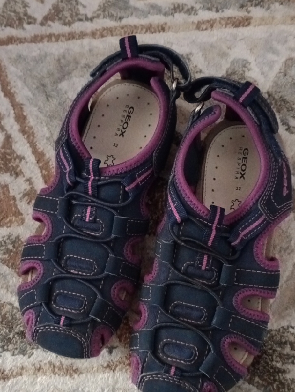 Geox Kids Navy and Purple Closed-Toe Sandals